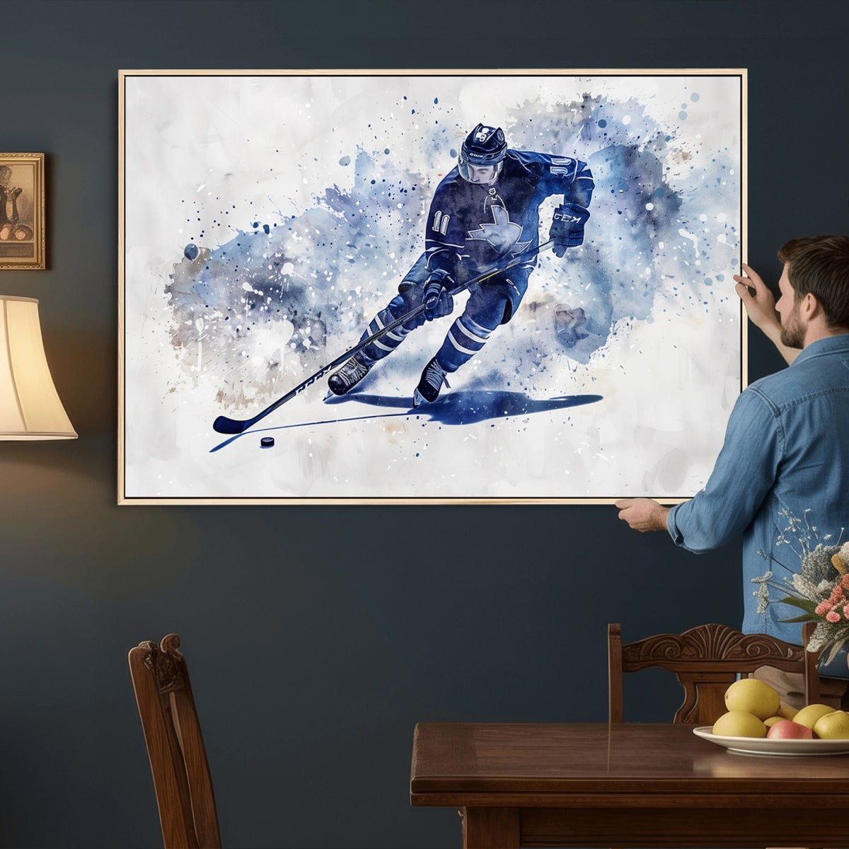 39795-MGV-CV-36X24 - Hockey Player Wall Art Canvas Print