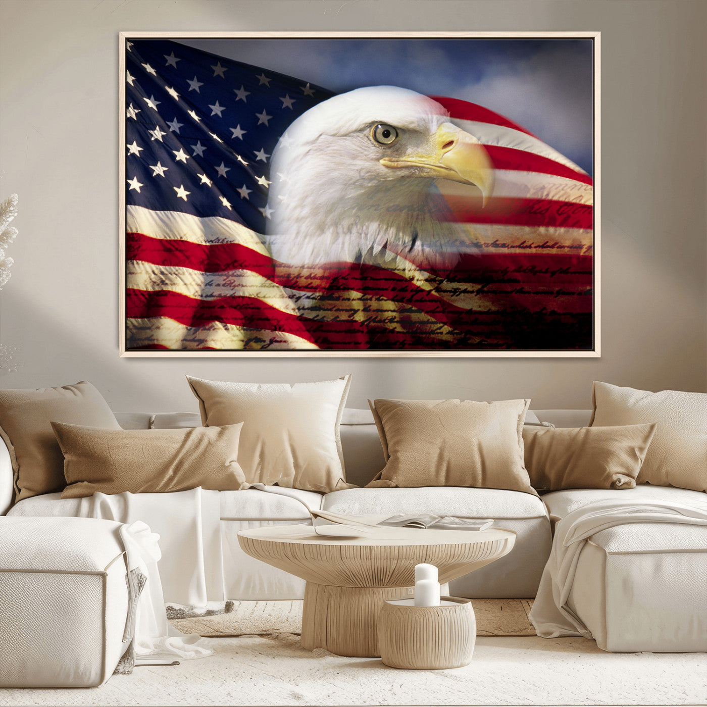 MGV-FC-36X24 - American Flag Eagle Symbol Wall Art, American Flag Eagle Wall Art Canvas Print