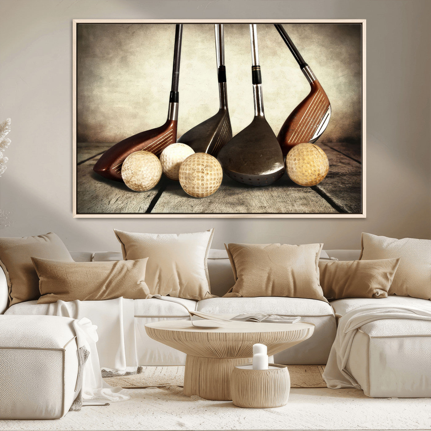 MGV-FC-36X24 - Vintage Golf Ball Art | Golf Decor for Man Cave or Office | Ready to Hang and Framed