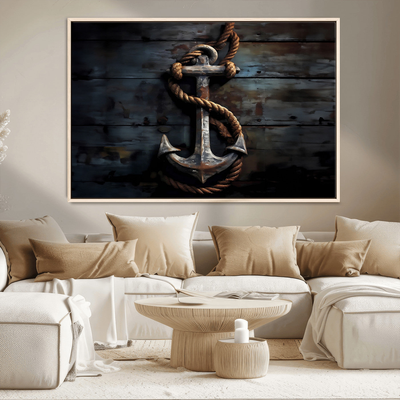 MGV-FC-36X24 - 3 Panel Grunge Abstract Anchor Wall Art Canvas Print Set