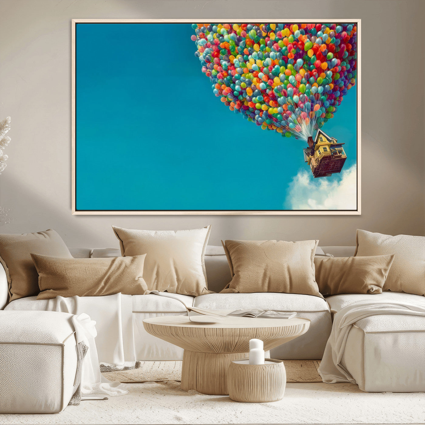 MGV-FC-36X24 - Carl Fredricksen, Up Movie Wall Art, Colorful Balloon House Art | Whimsical Wall Decor for Living