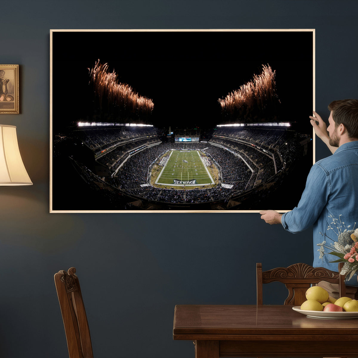 89680-MGV-CV-36X24 - Eagles Field Stadium Wall Art, Philadelphia Eagles Football, Framed and Ready to Hang