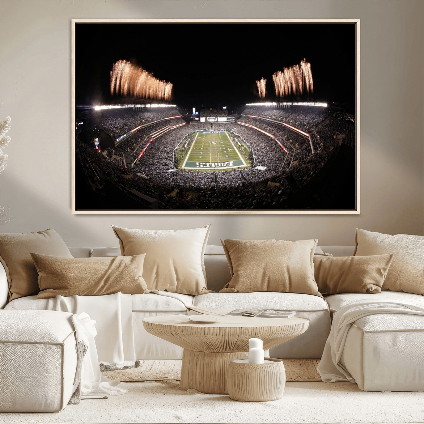 48893-MGV-CV-36X24-Eagles Field Stadium Wall Art - Lincoln Financial Field Fireworks Game Triple Canvas Wall Art -