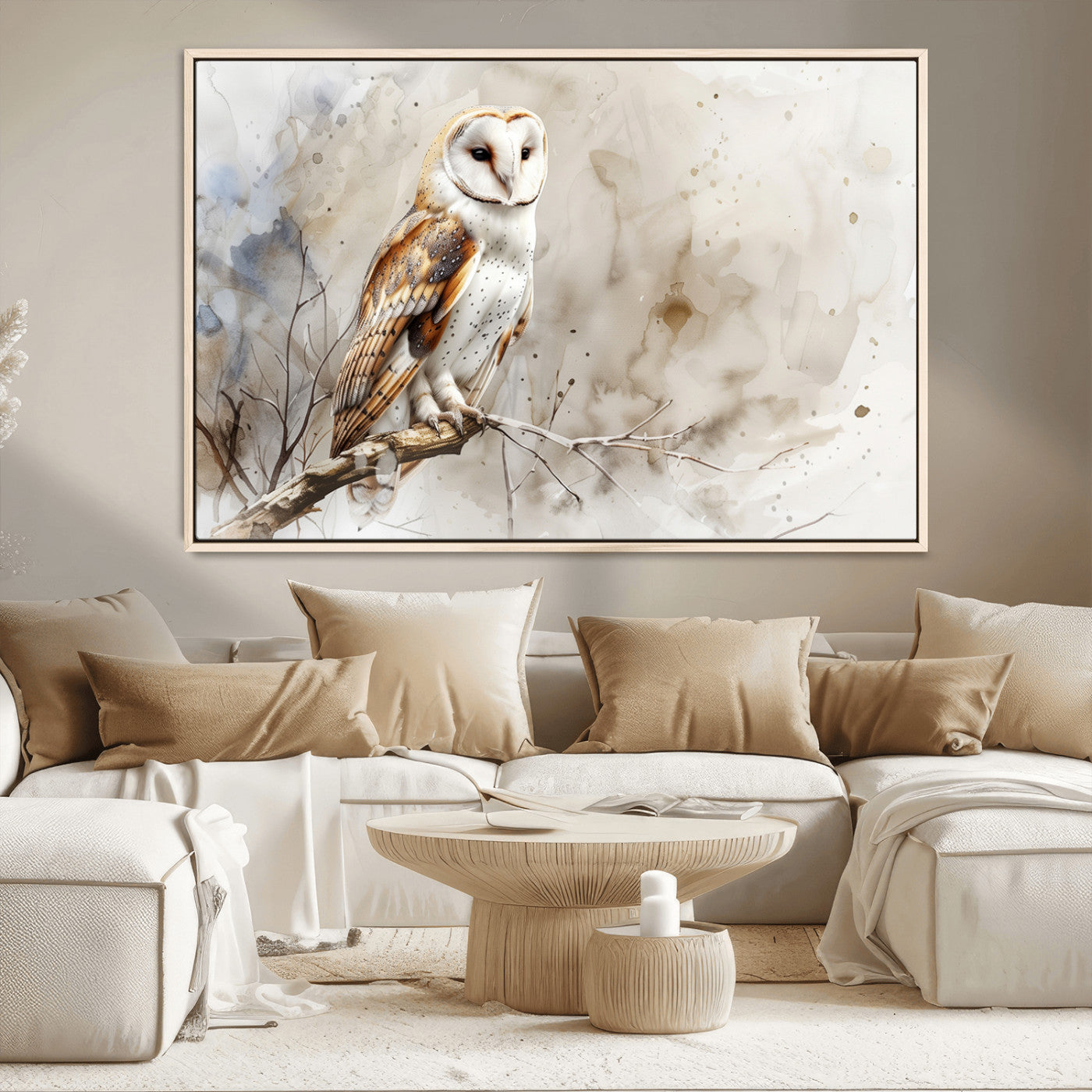 MGV-FC-36X24 - Barn Owl Wall Art | Watercolor Canvas Print | Perfect for Farmhouse Wall Decor | Ready to Hang