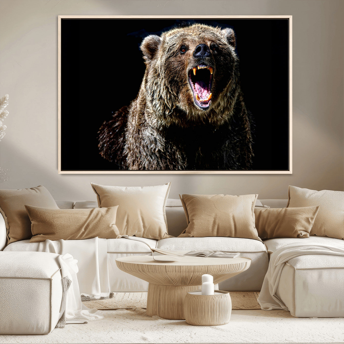 MGV-FC-36X24 - Grizzly Bear Canvas Print | Wildlife Wall Art for Cabin Decor | Ready to Hang Framed