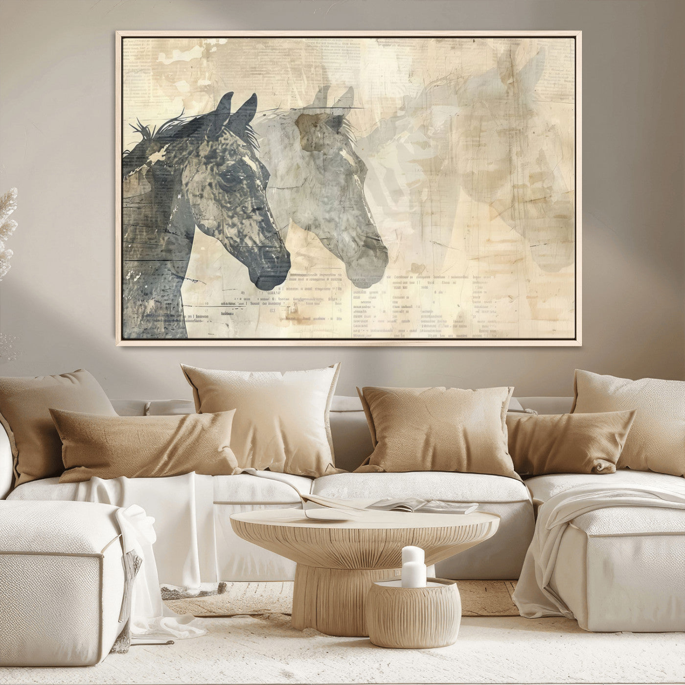 MGV-FC-36X24 - Abstract Horse Canvas Print | Modern Farmhouse Wall Art | Ready to Hang Framed