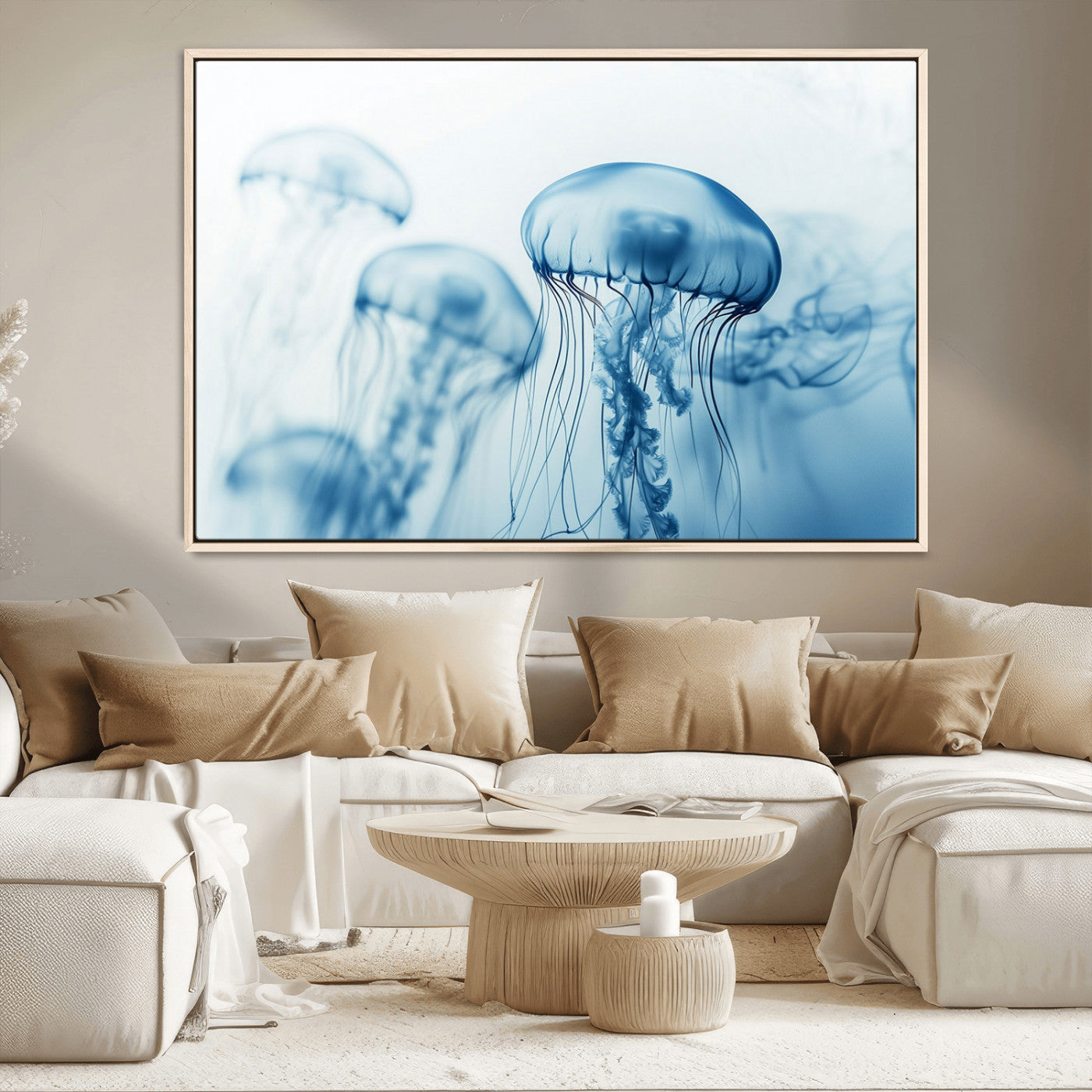 MGV-FC-36X24 - Blue Jellyfish Wall Art Canvas Print