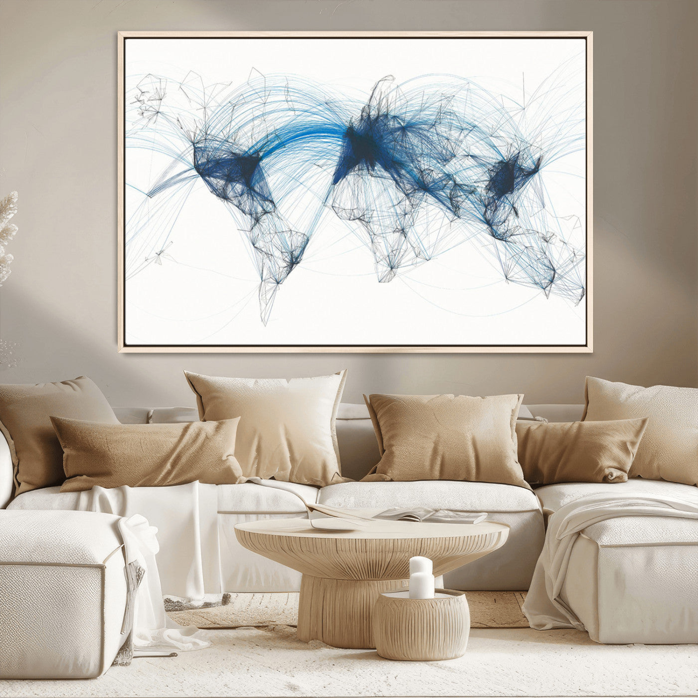 MGV-FC-36X24 - Push Pin World Map Canvas Print – Framed Wall Art for Couples to Track Their Travels – Anniversary