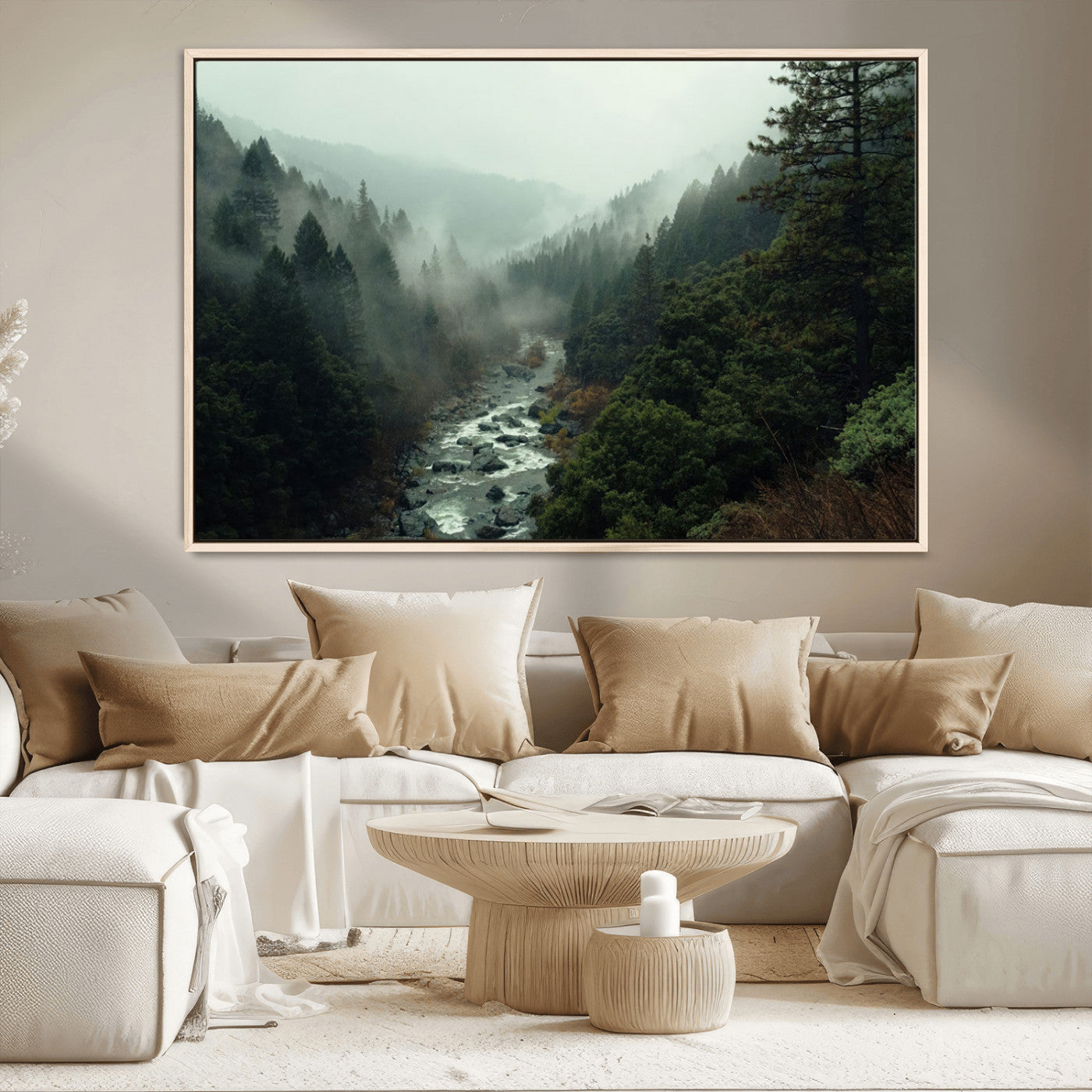 MGV-FC-36X24 - Misty Forest Wall Art | Ready to Hang and Framed | Tranquil Nature Landscape for Living Room or