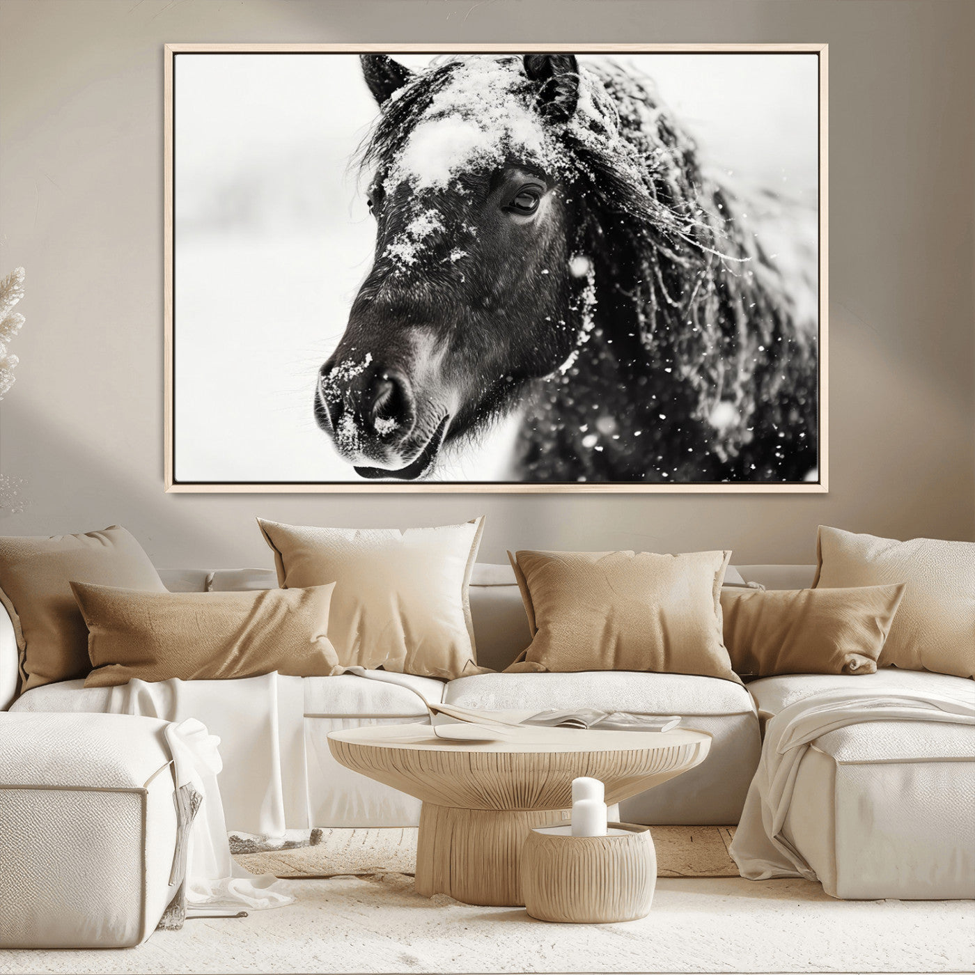 MGV-FC-36X24 - Framed Black and White Horse Wall Art | Ready to Hang and Framed | Farmhouse and Western Wall Decor