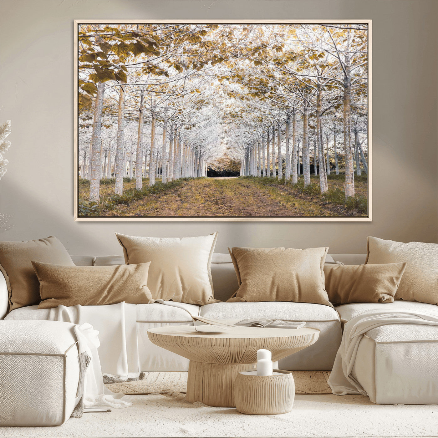 MGV-FC-36X24 - Forest Grove Wall Art | Serene Pathway Canvas Print | Ready to Hang and Framed Nature Wall Decor for