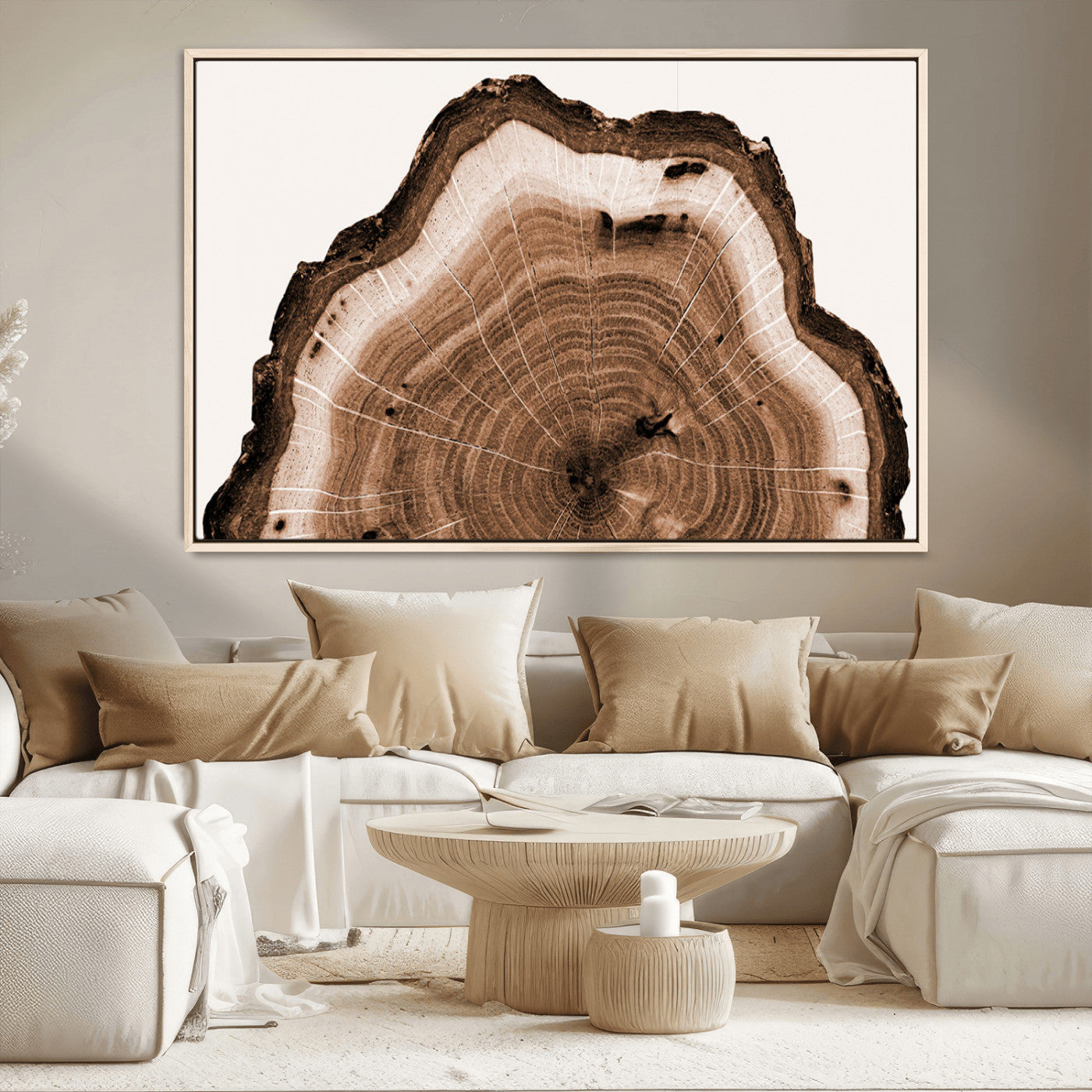 45195-MGV-CV-36X24-Rustic Wood Rings Wall Art | Nature-Inspired Tree Ring Canvas Print | Ready to Hang and Framed for