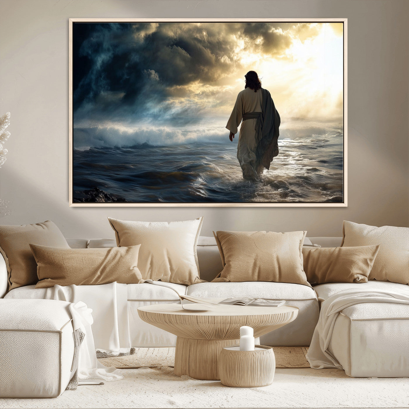 MGV-FC-36X24 - Jesus Walking on Water Wall Art | Canvas Print | Ready to Hang | Christian Home Decor | Spiritual