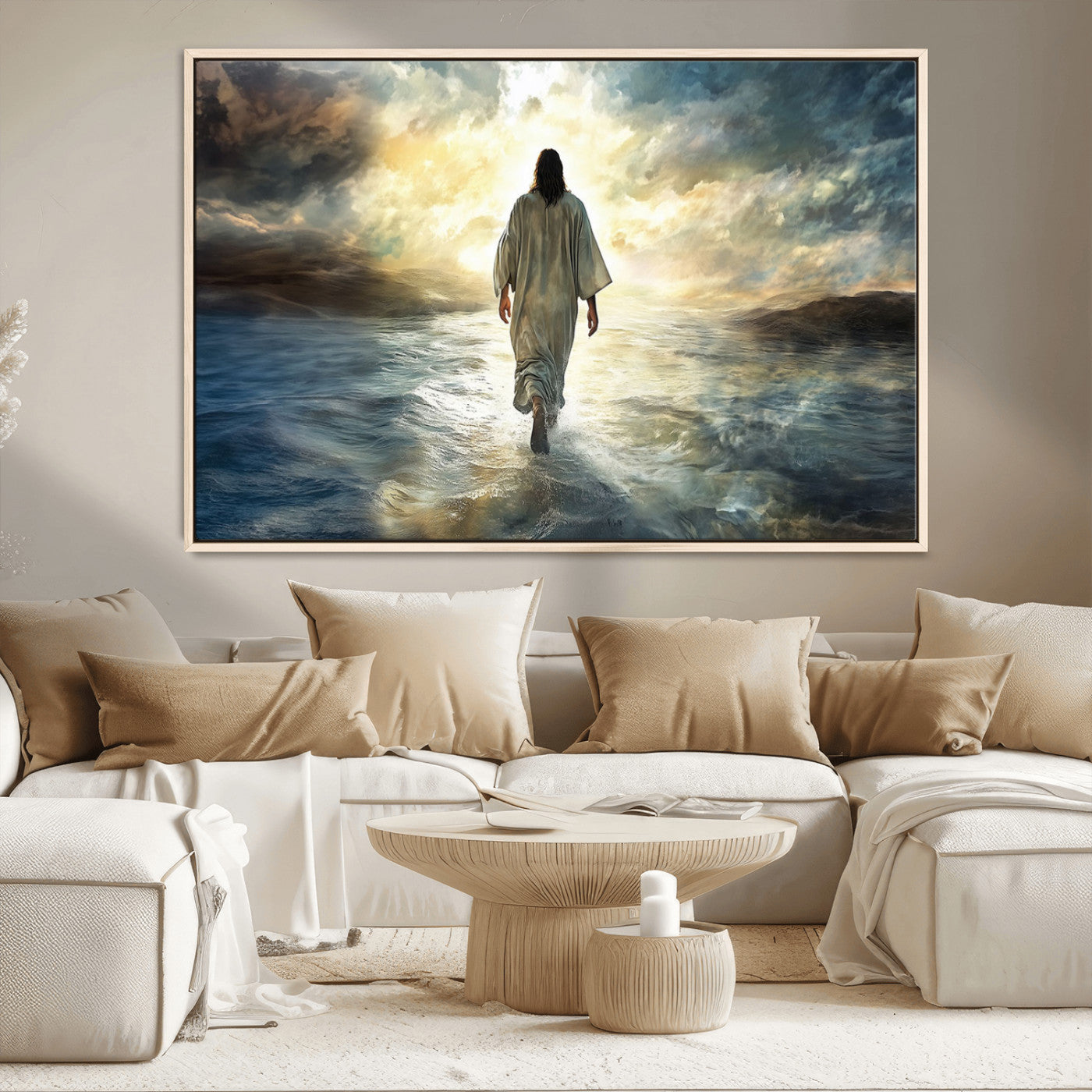 MGV-FC-36X24 - Jesus Walking on Water Wall Art | Canvas Print | Ready to Hang | Christian Home Decor | Spiritual