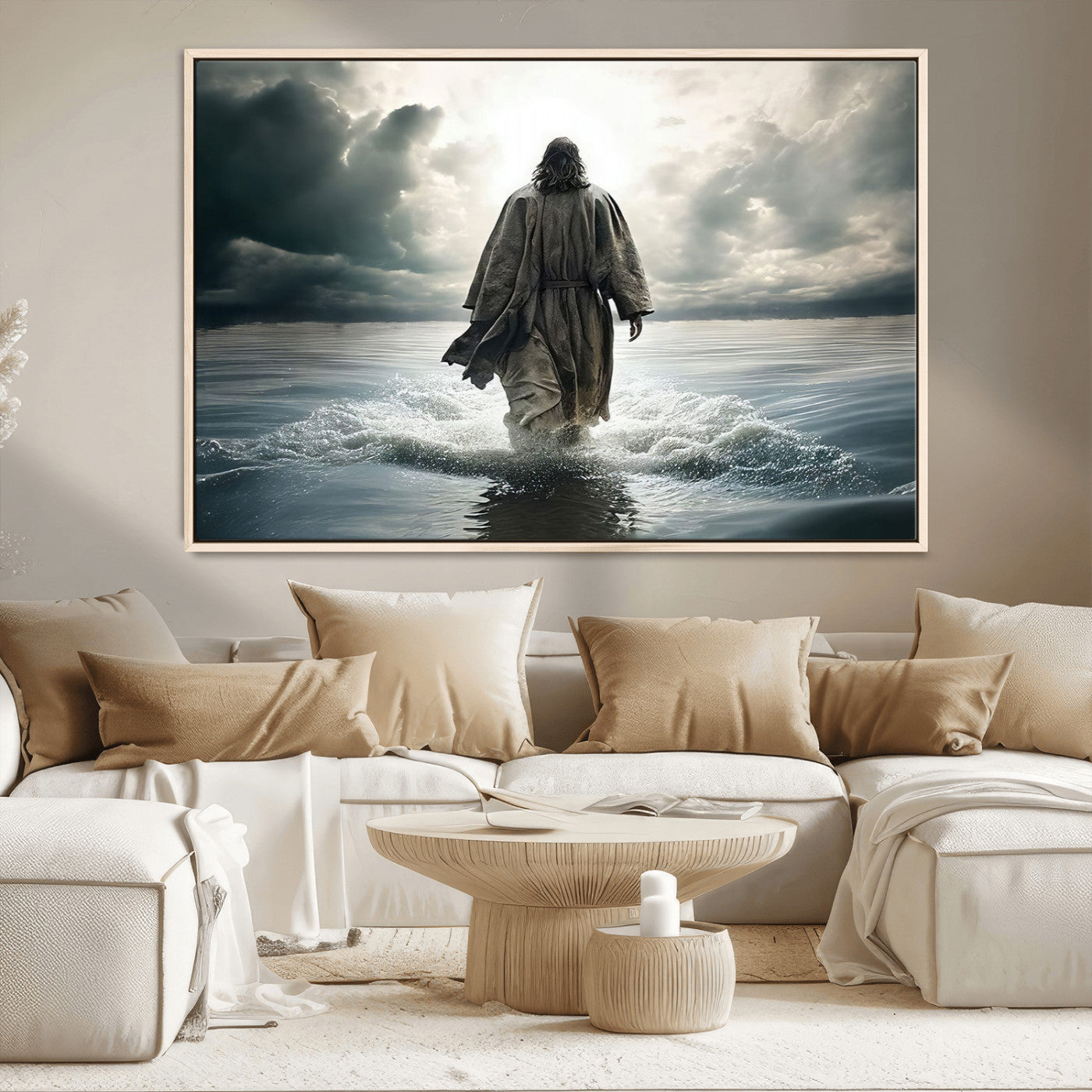MGV-FC-36X24 - Jesus Walking on Water Wall Art | Canvas Print | Ready to Hang | Christian Home Decor | Spiritual
