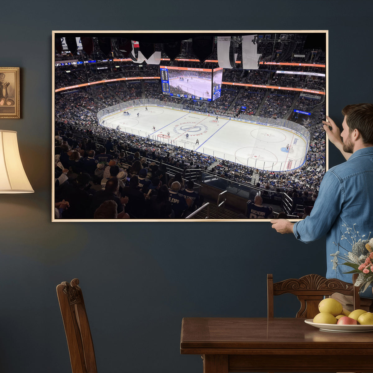 51641-MGV-CV-36X24 - Amalie Arena Florida Wall Art Canvas Print, NHL Hockey, Framed and Ready to Hang