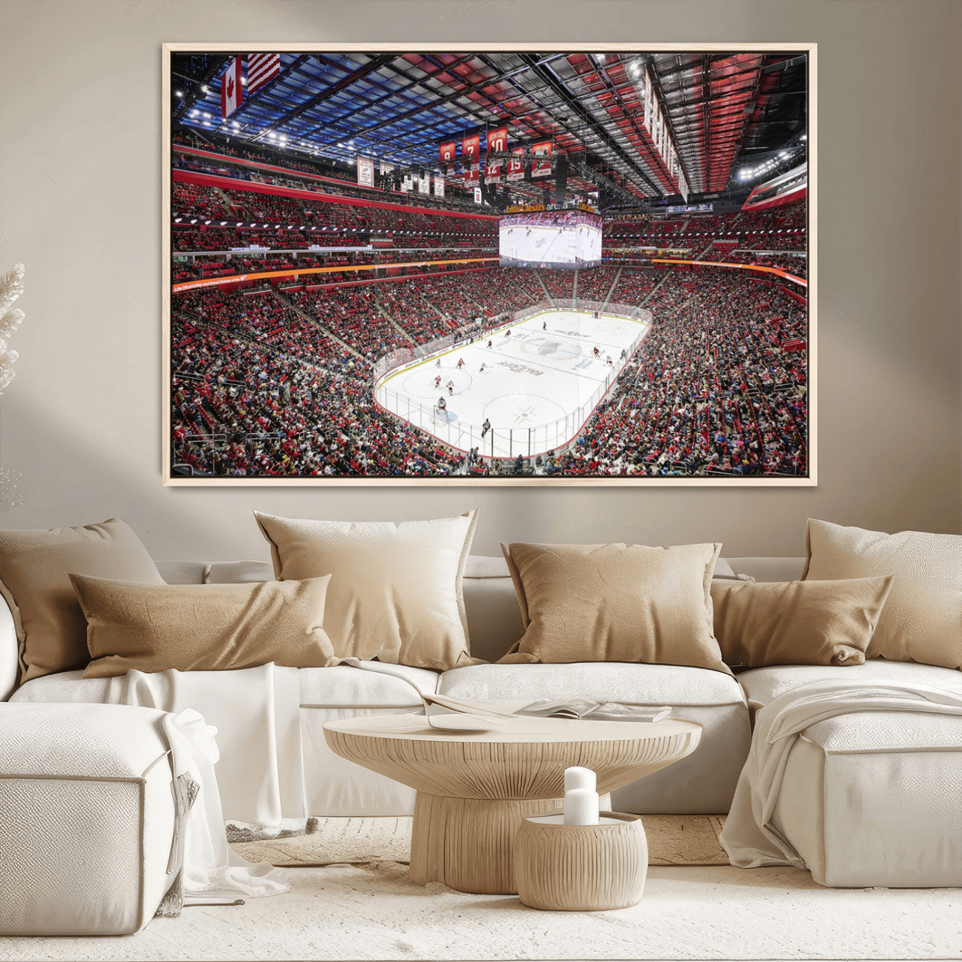 MGV-FC-36X24 - Barton Malow Little Caesars Arena Detroit Wall Art Canvas Print - Detroit Hockey and Basketball
