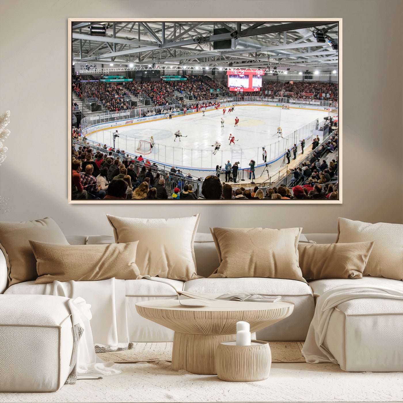 MGV-FC-36X24 - Lausanne Arena Ice Hockey Stadium Wall Art Canvas Print, Framed Lausanne Arena Ice Hockey Canvas