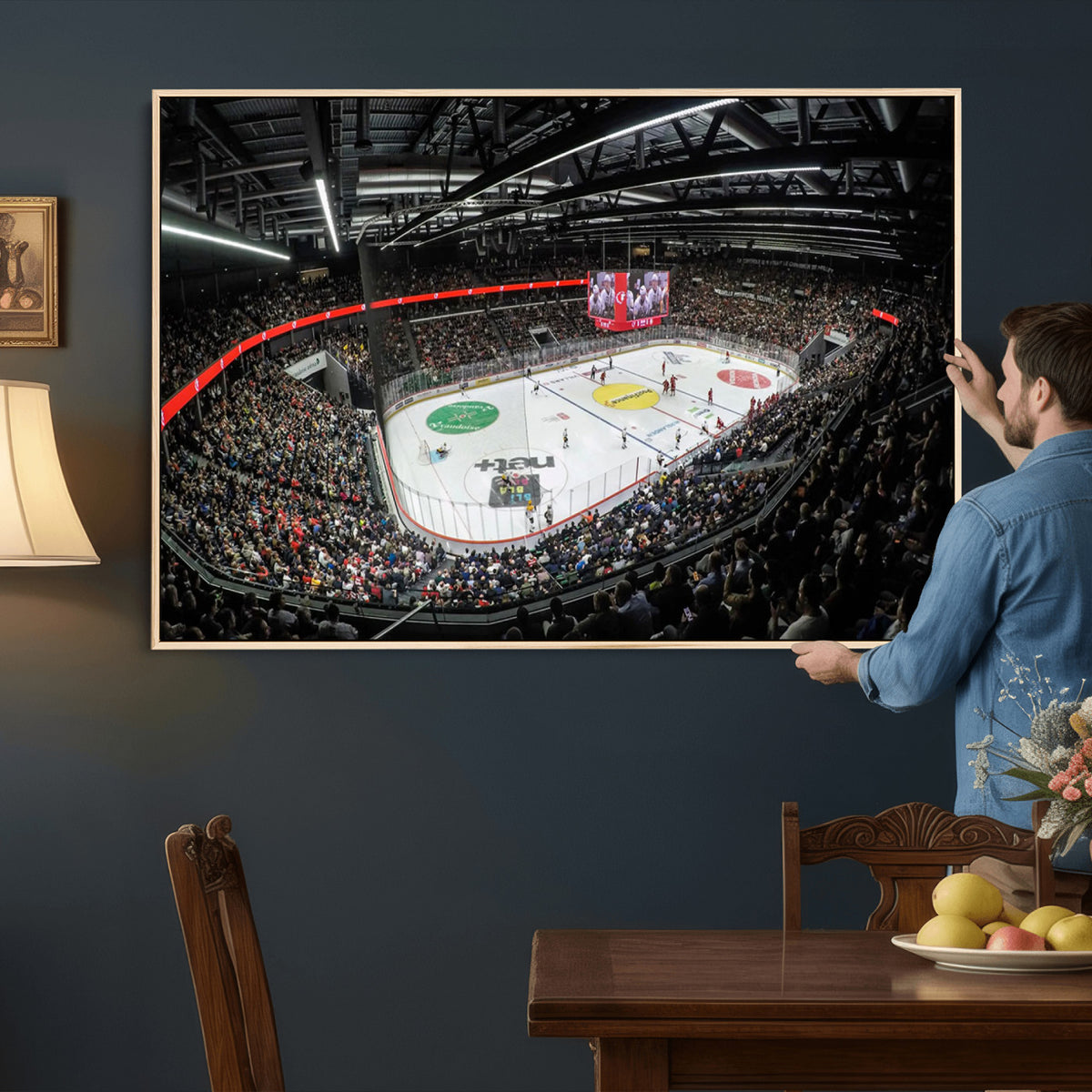 46282-MGV-CV-36X24 - Vaudoise Lausanne Ice Hockey Arena Stadium Wall Art Canvas