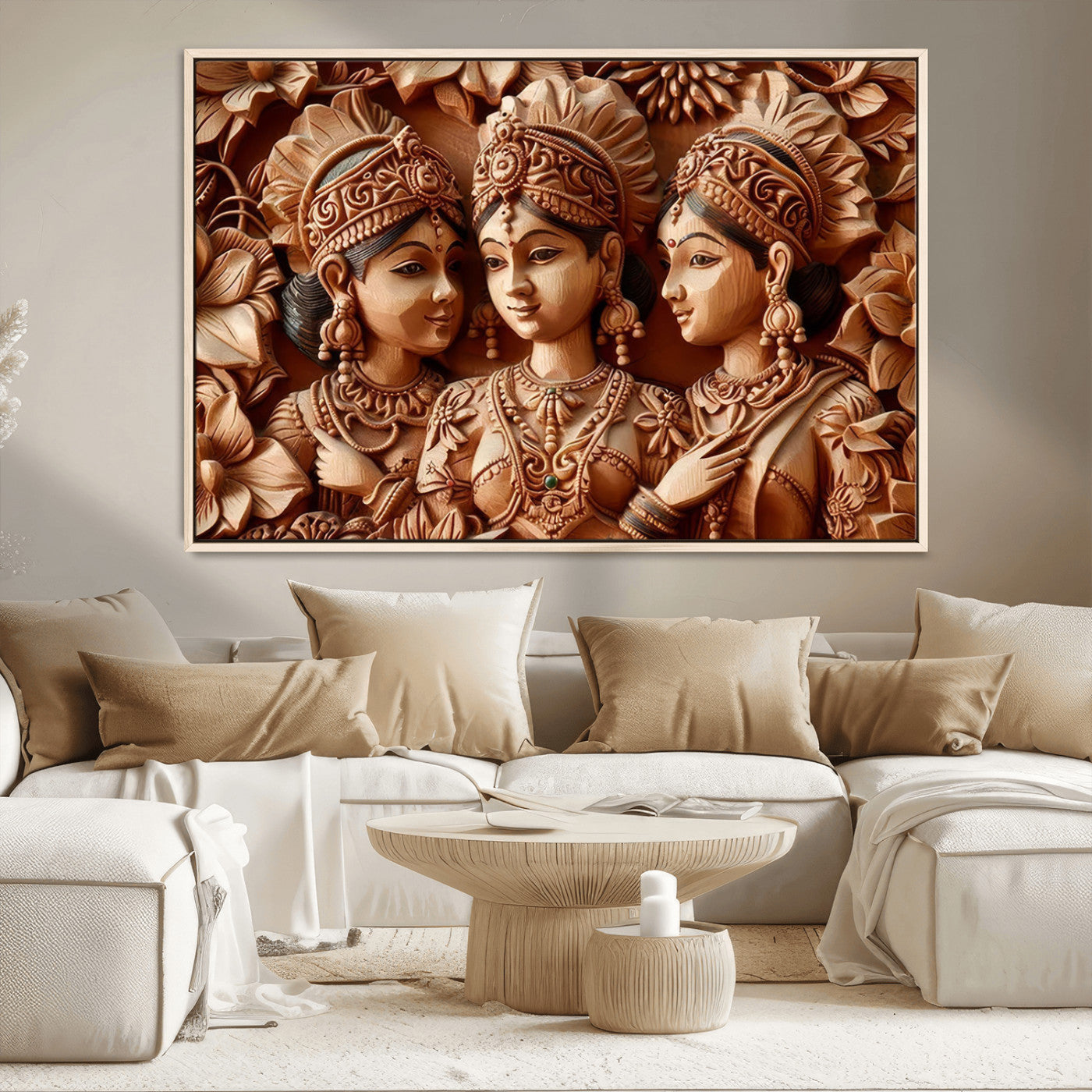 MGV-FC-36X24 - Indian Woman Statue Wall Art Canvas Print