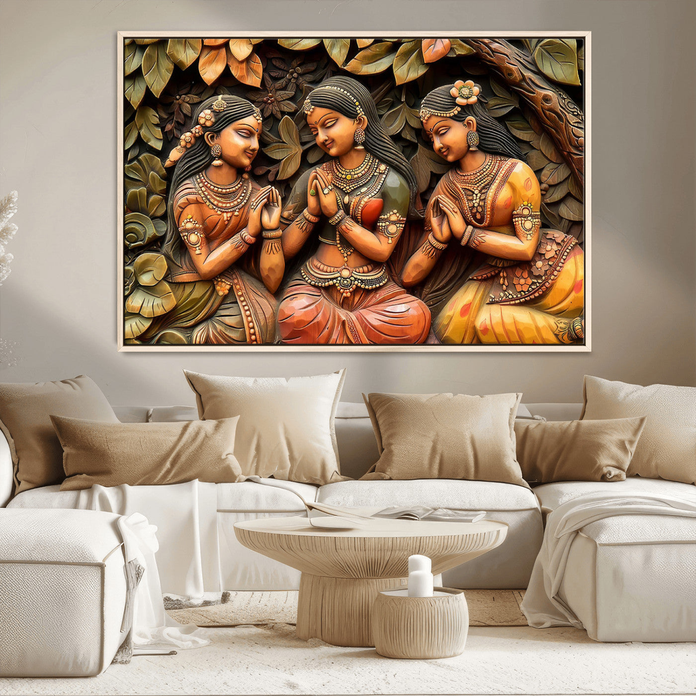MGV-FC-36X24 - Indian Woman Statue Wall Art Canvas Print