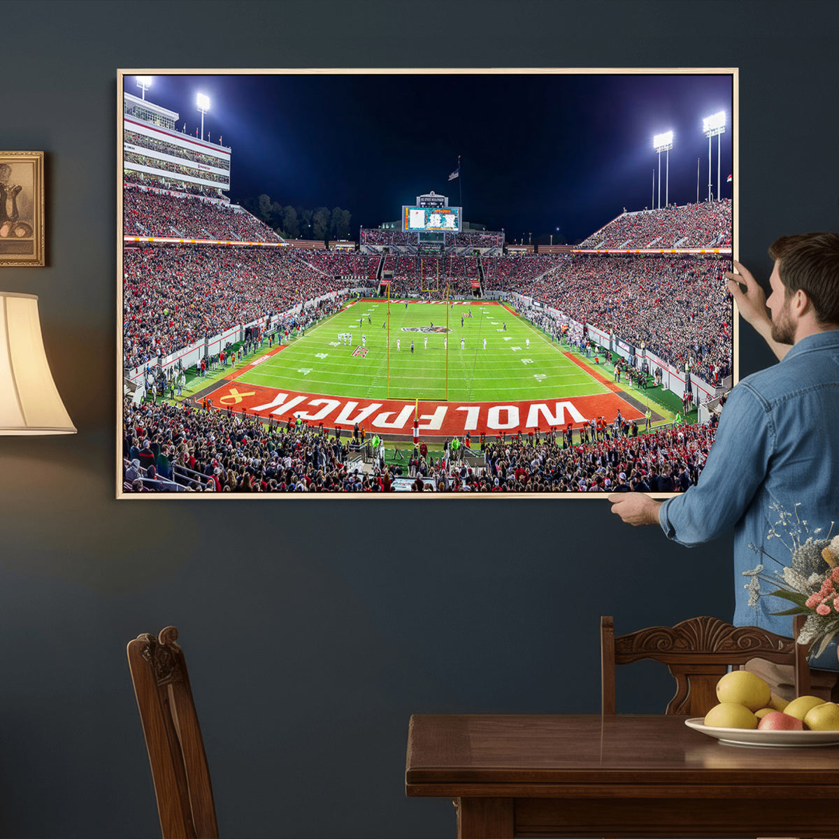 23086-MGV-CV-36X24 - NC State Wolfpack Canvas Print - Raleigh Carter-Finley Stadium Wall Art, Football Team Canvas Print