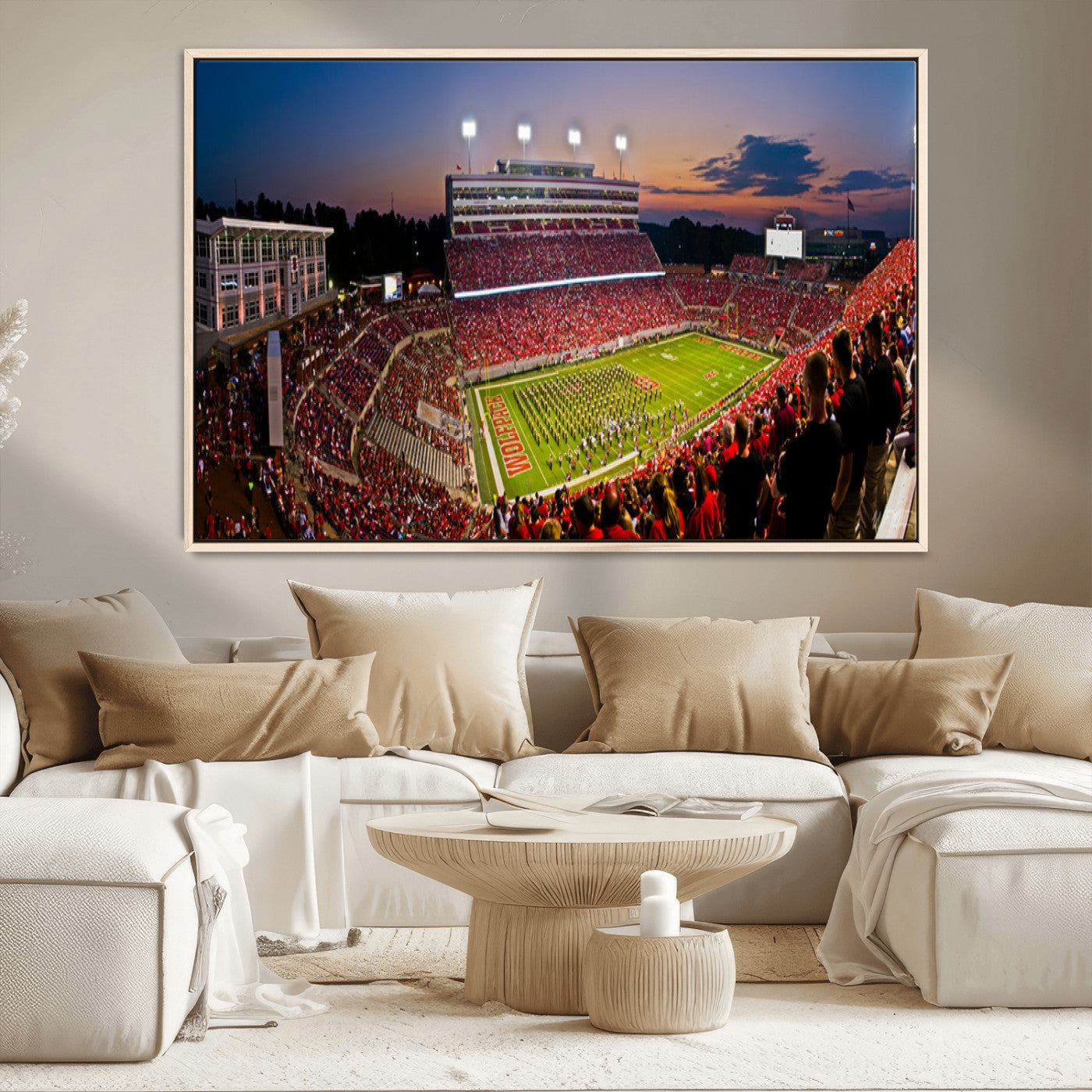 MGV-FC-36X24 - NC State Wolfpack Football Team Print - Raleigh Carter-Finley Stadium Wall Art Canvas Print
