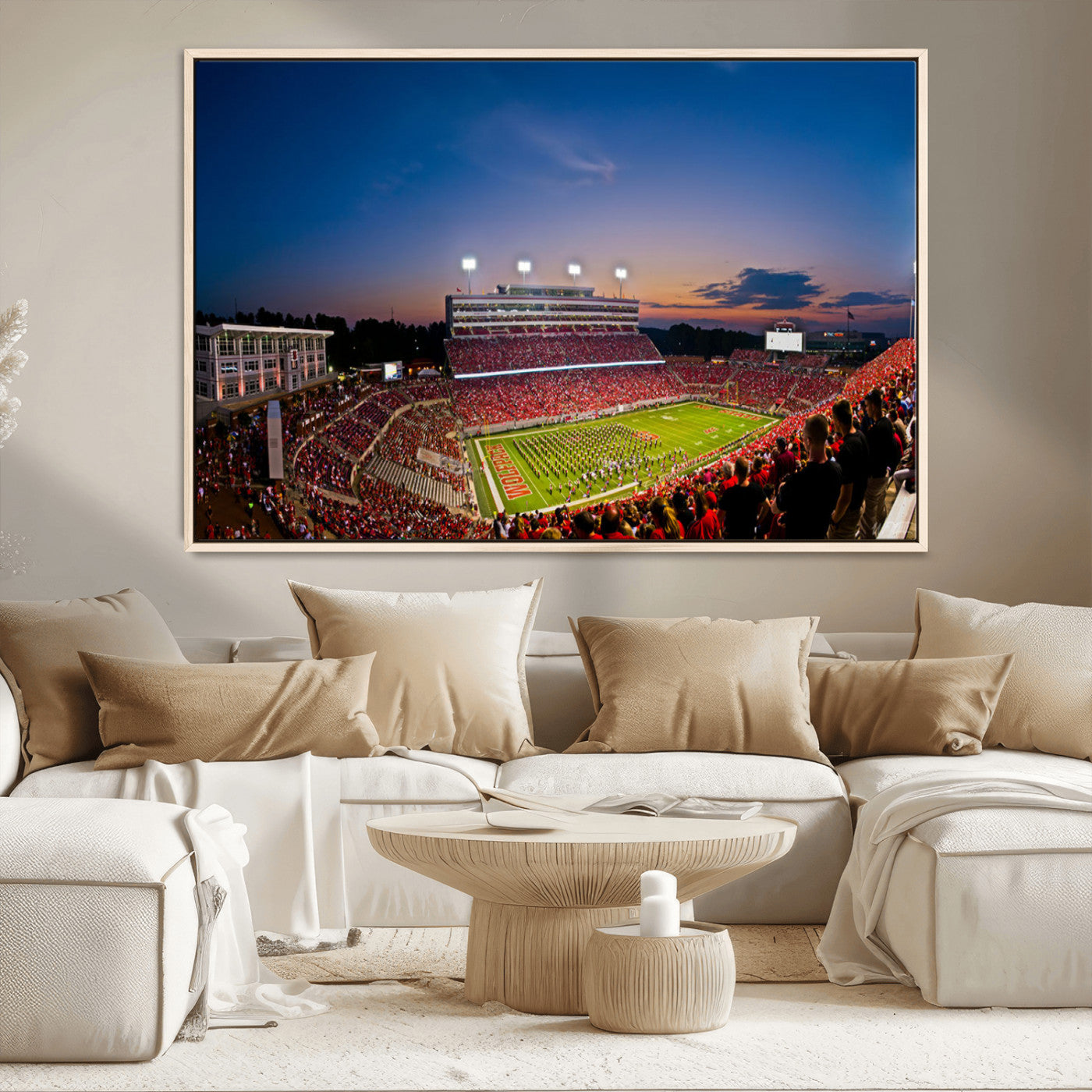 MGV-FC-36X24 - NC State Wolfpack Football Team Print - Raleigh Carter-Finley Stadium Wall Art Canvas Print