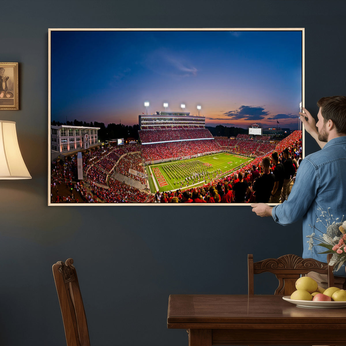 33313-MGV-CV-36X24 - NC State Wolfpack Football Team Print - Raleigh Carter-Finley Stadium Wall Art Canvas Print