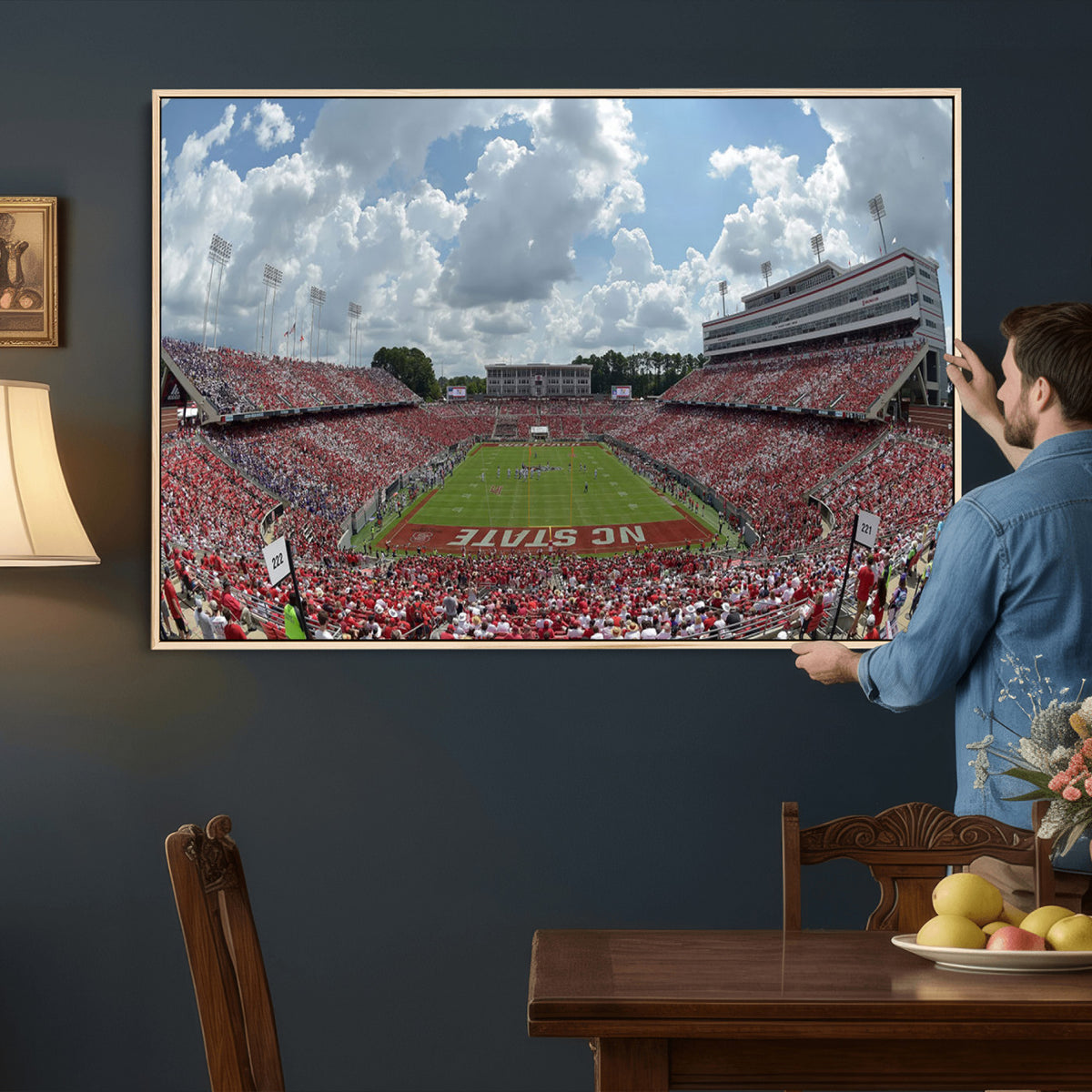 30640-MGV-CV-36X24 - NC State Wolfpack Football Team Print Canvas- Raleigh Carter-Finley Stadium Wall Art Canvas Print