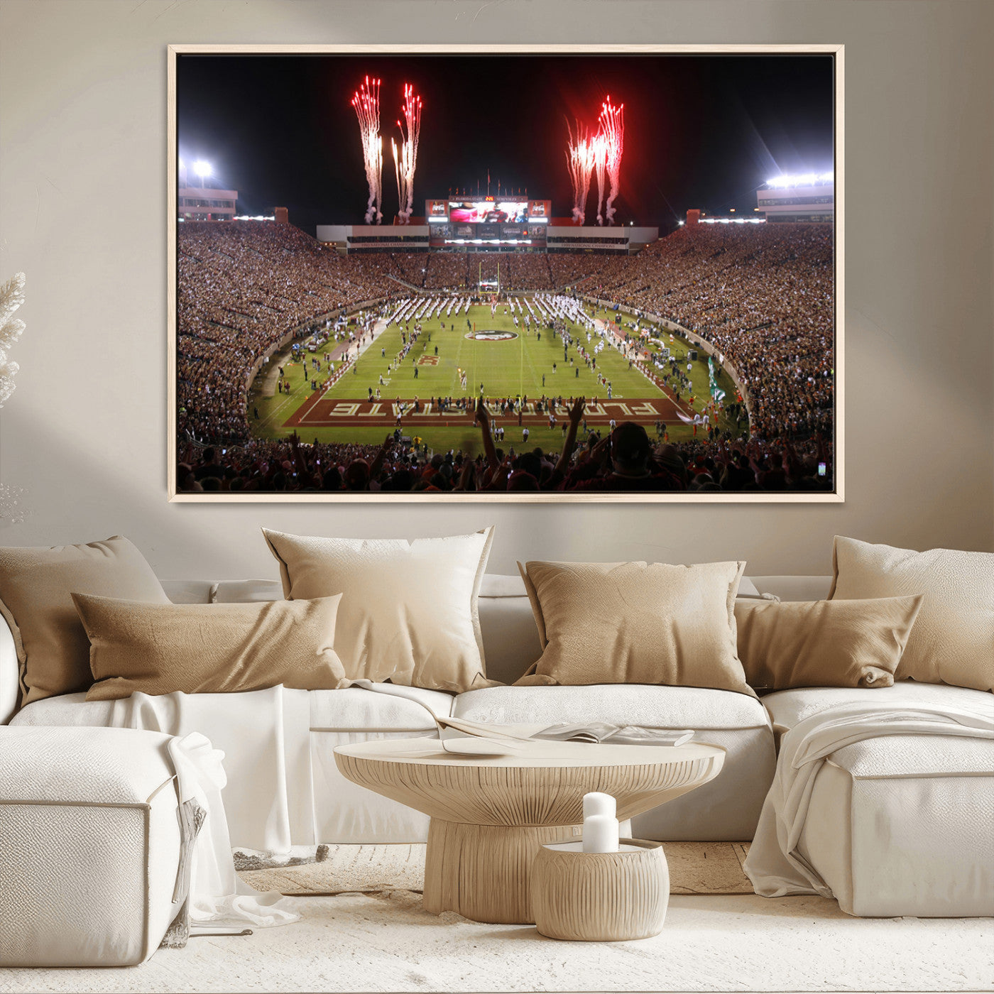MGV-FC-36X24 - Framed Florida State Seminoles Football Team Print - Tallahassee Doak Campbell Stadium Wall Art