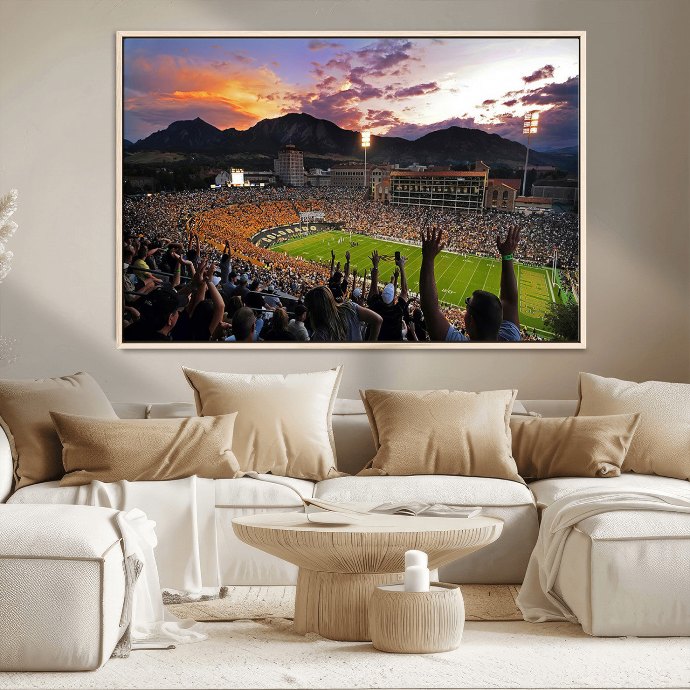 MGV-FC-36X24 - Framed Colorado Buffaloes Football Team Print - Boulder Folsom Field Stadium Wall Art Canvas Print
