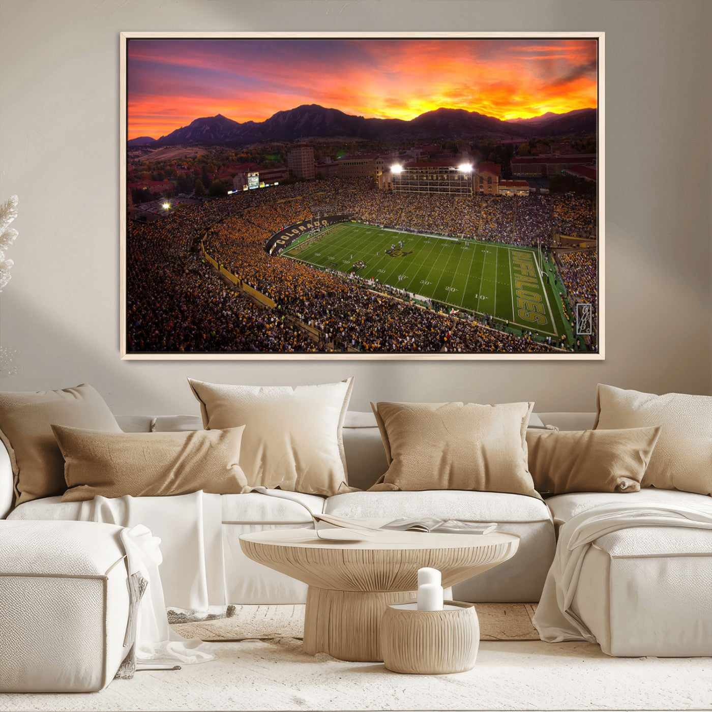 MGV-FC-36X24 - Colorado Buffaloes Football Team Print - Boulder Folsom Field Stadium Wall Art Canvas Print