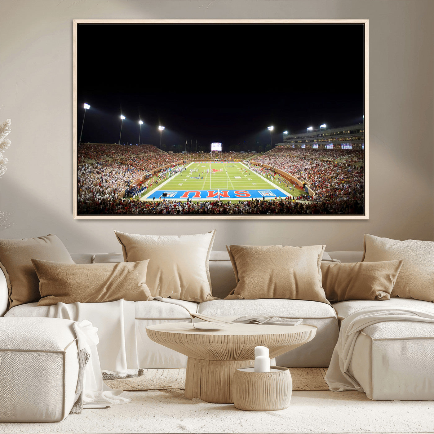 MGV-FC-36X24 - SMU Mustangs Football Team Print - Dallas Gerald J. Ford Stadium Wall Art Canvas Print