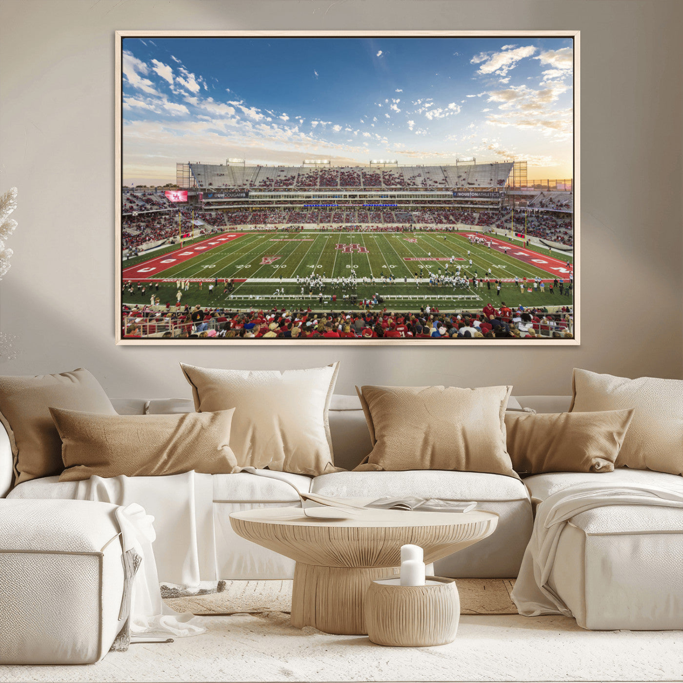 MGV-FC-36X24 - Framed Houston Cougars Football Team Print - Houston TDECU Stadium Wall Art Canvas Print