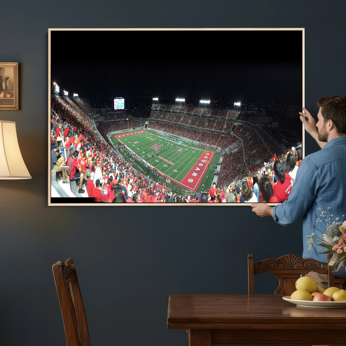 67036-MGV-CV-36X24 - Houston Cougars Football Team Print - Houston TDECU Stadium Wall Art Canvas Print