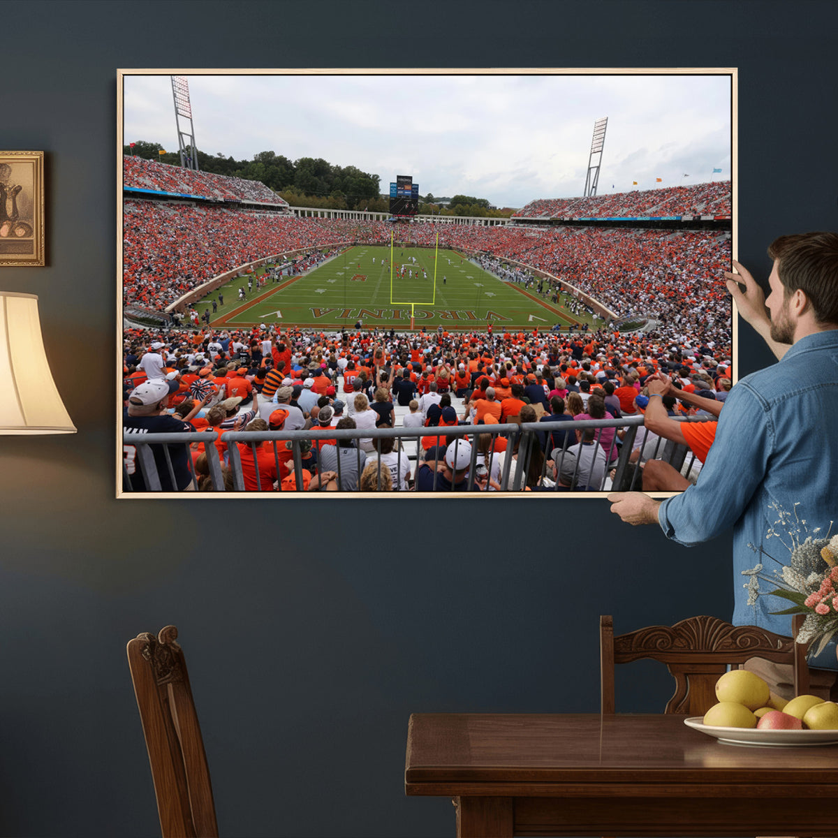 63606-MGV-CV-36X24 - Virginia Cavaliers Football Team Print, Charlottesville, Extra Large Game Room Wall Decor