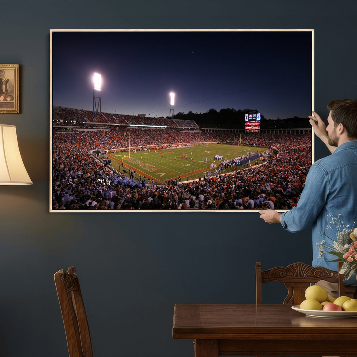 69378-MGV-CV-36X24 - Virginia Cavaliers Football Team Print - Charlottesville Scott Stadium Canvas Print Wall Art