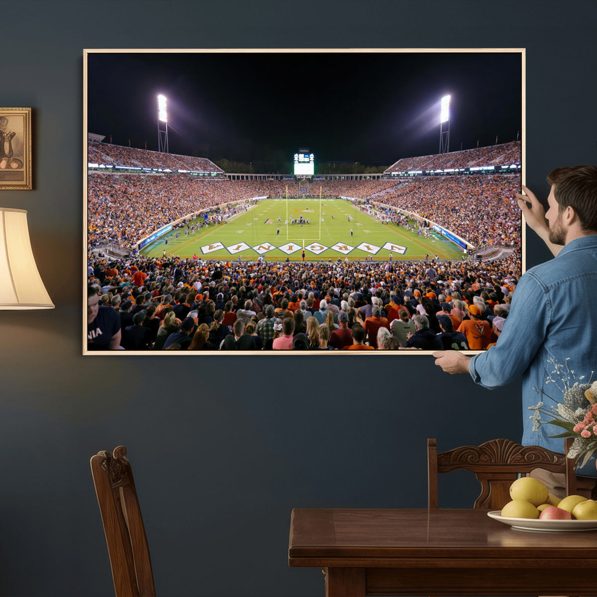 98441-MGV-CV-36X24 - Virginia Cavaliers Football Team Print - Charlottesville Scott Stadium Wall Art Canvas Print