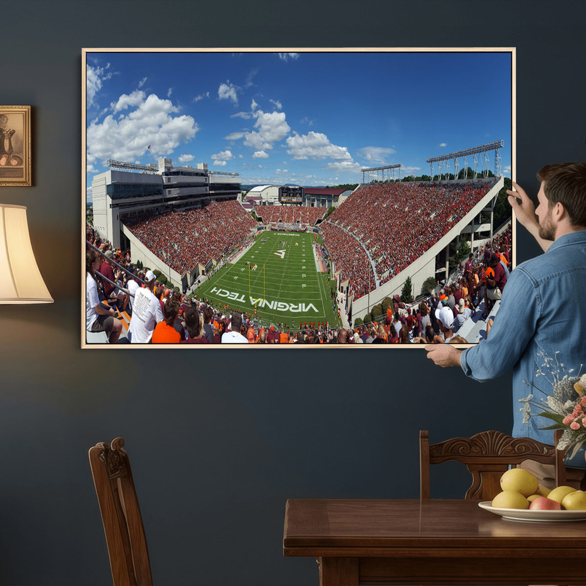 87769-MGV-CV-36X24 - Virginia Tech Hokies Football Team Print - Blacksburg Lane Stadium Wall Art Canvas Print