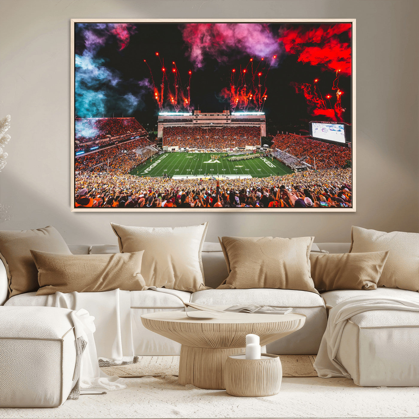 MGV-FC-36X24 - Virginia Tech Hokies Football Team Print - Blacksburg Lane Stadium Wall Art Canvas Print