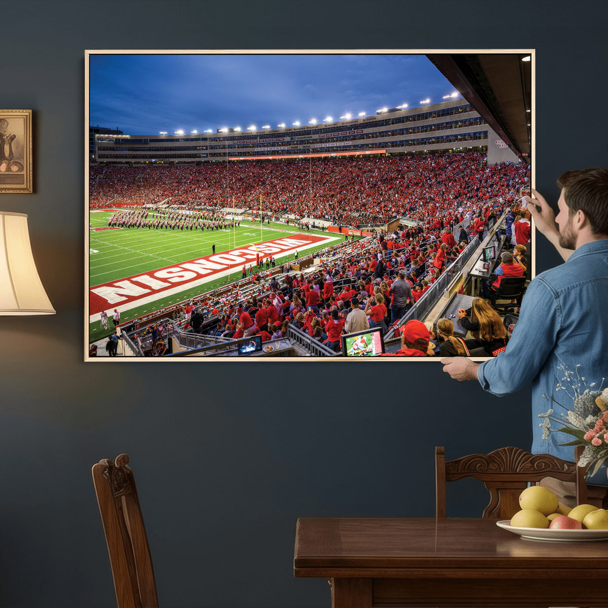 57601-MGV-CV-36X24 - Wisconsin Badgers Football Team Print - Madison Camp Randall Stadium Wall Art, Wisconsin Badgers