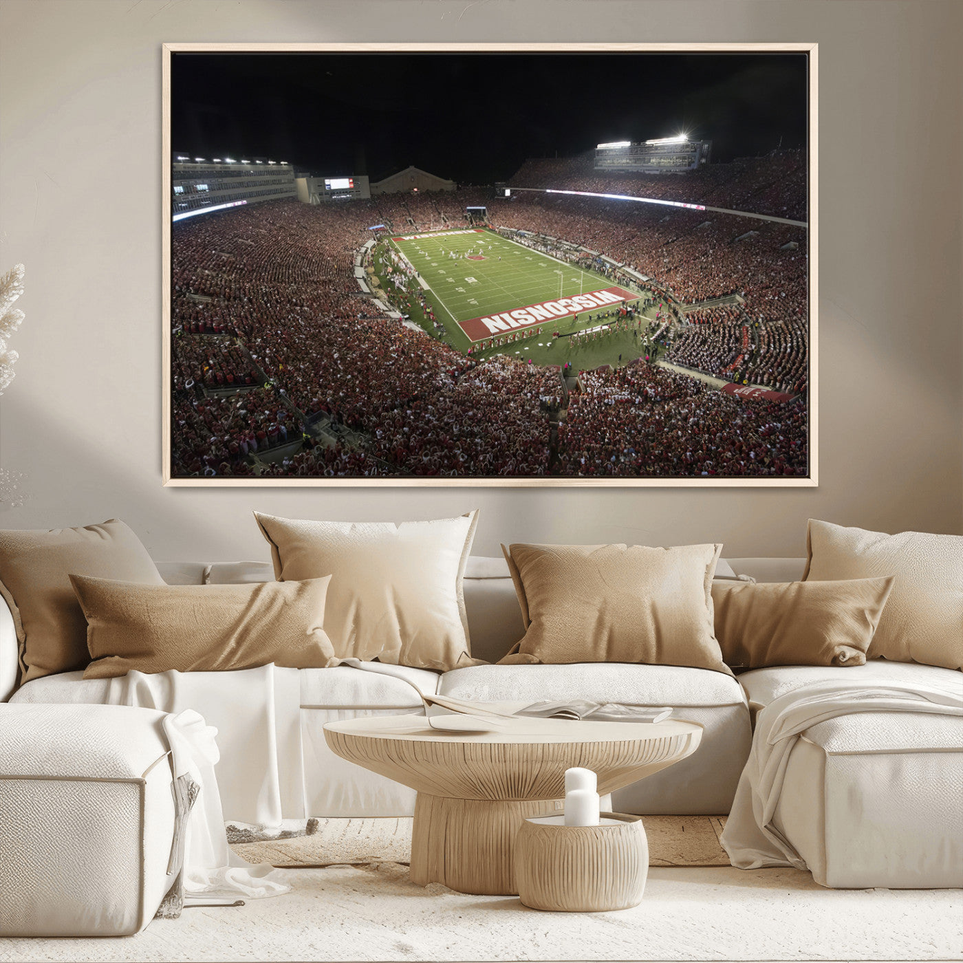MGV-FC-36X24 - Wisconsin Badgers Football Team Print - Madison Camp Randall Stadium Wall Art Canvas Print