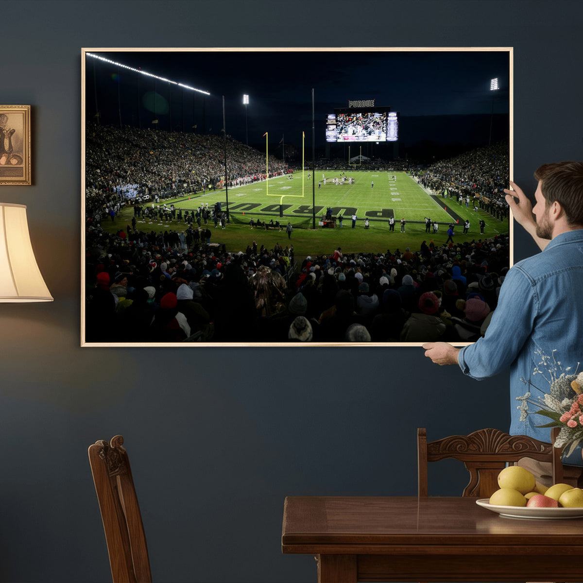 60140-MGV-CV-36X24 - Purdue Boilermakers Football Team Print - West Lafayette Ross–Ade Stadium Wall Art Canvas Print