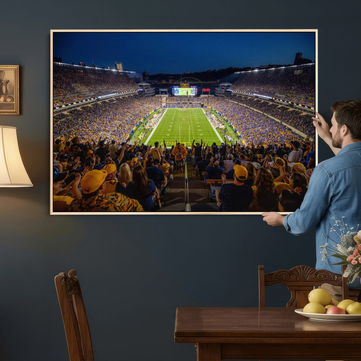 62297-MGV-CV-36X24 - Pittsburgh Panthers Football Team Print - Pittsburgh Acrisure Stadium Wall Art Canvas Print