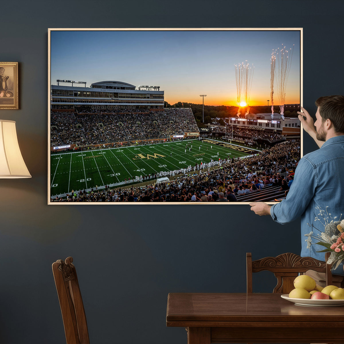29253-MGV-CV-36X24 - Demon Deacons Football Team Print Canvas- Winston-Salem Allegacy Federal Credit Union Stadium Wall