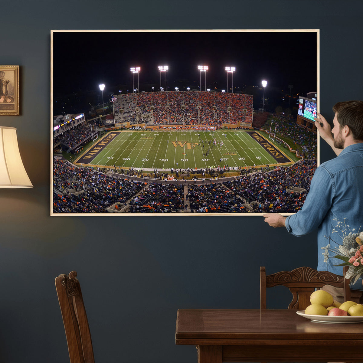 26033-MGV-CV-36X24 - Demon Deacons Print Canvas, Football Team Print