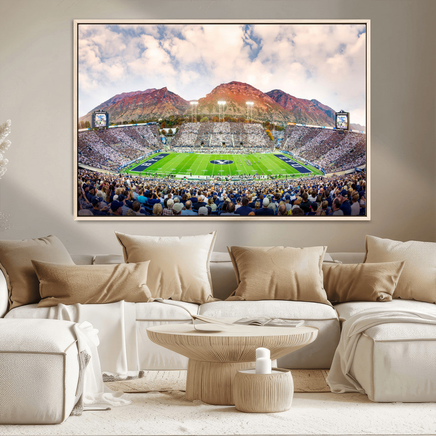 MGV-FC-36X24 - Brigham Young University Cougars Football Team Print - Provo LaVell Edwards Stadium Wall Art Canvas