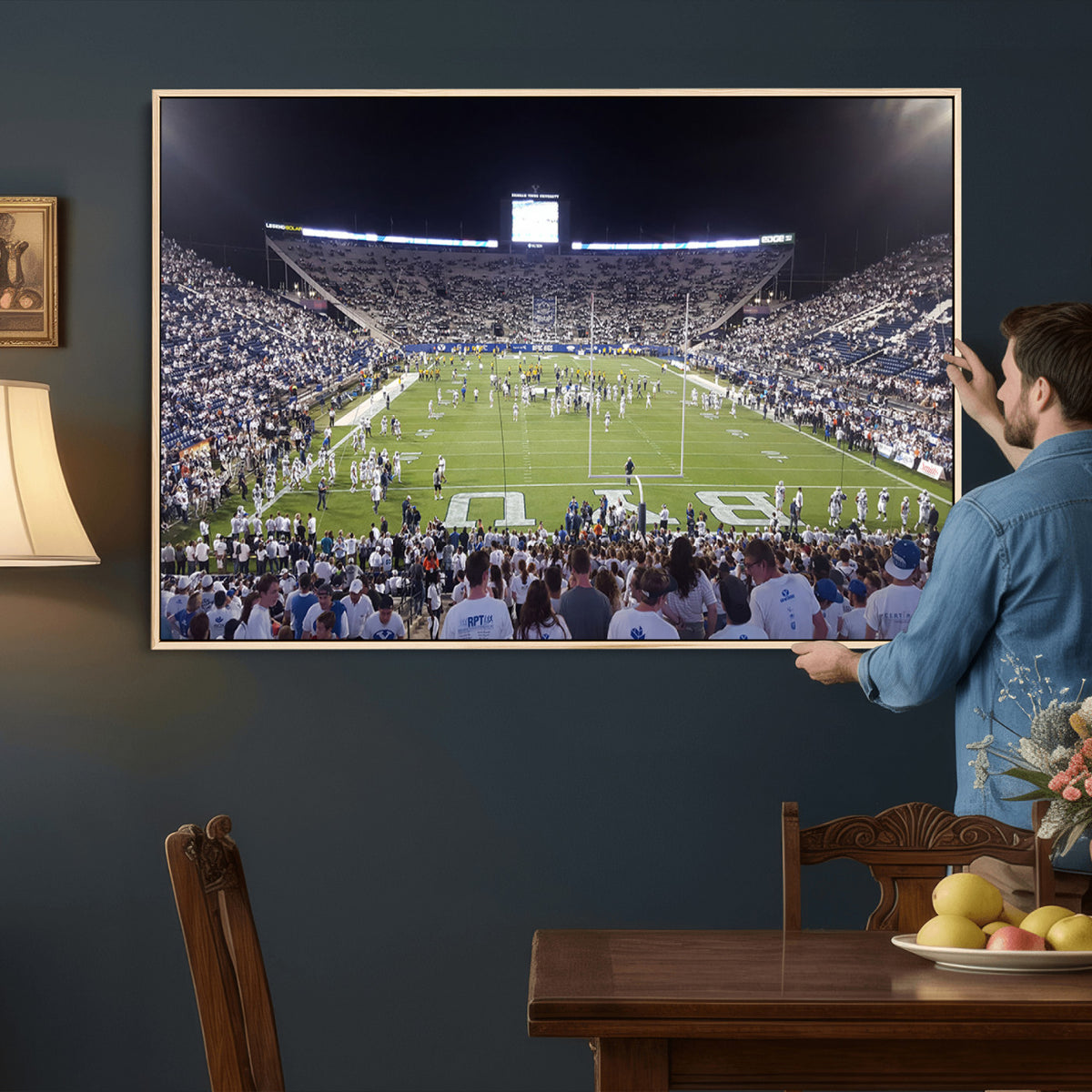 65036-MGV-CV-36X24 - Brigham Young University Cougars Football Print Canvas - Provo LaVell Edwards Stadium Wall Art