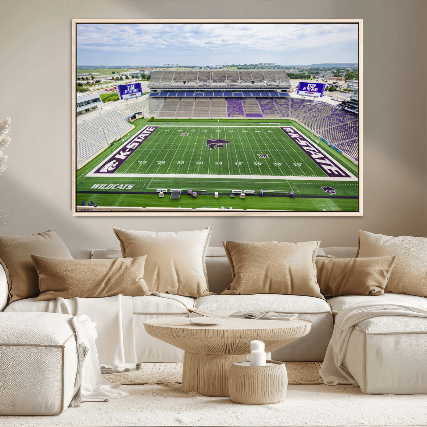 MGV-FC-36X24 - KState Wildcats Football Team Print - Manhattan Bill Snyder Family Football Stadium Wall Art Canvas